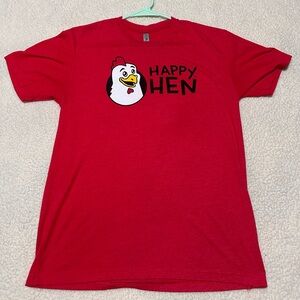 Next Level Apparel Red Happy Hen Brand Short Sleeve Tee Vibrant Graphic